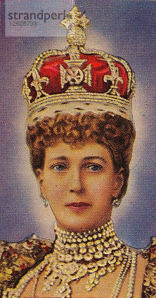 Königin Alexandra  Gemahlin von König Edward VII  bei ihrer Krönung  1902 (1935). Künstler: Unbekannt.