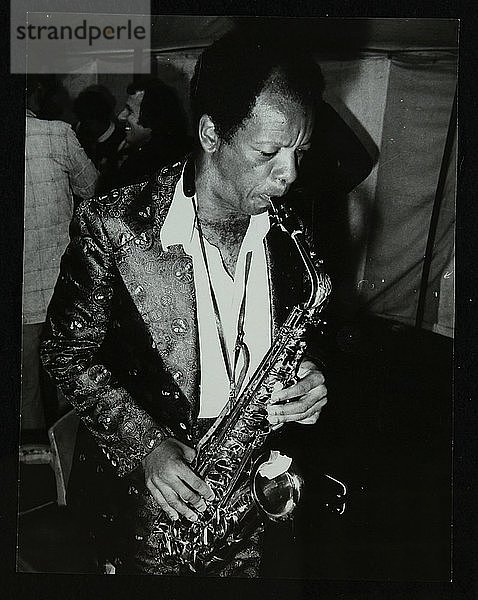 Der amerikanische Saxophonist Ornette Coleman spielt auf dem Bracknell Jazz Festival  Berkshire  1978. Künstler: Denis Williams