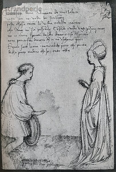 Ein Liebesduett  (15. Jahrhundert)  1925. Künstler: Pisanello