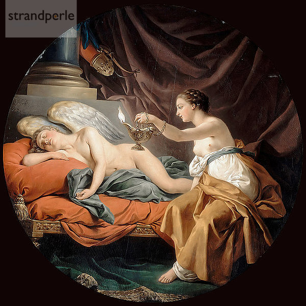 Psyche überrascht den schlafenden Amor. Künstler: Lagrenée  Louis-Jean-François (1725-1805)