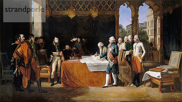 Die Präliminarien von Leoben  17. April 1797. Künstler: Lethiére  Guillaume Guillon (1760-1832)