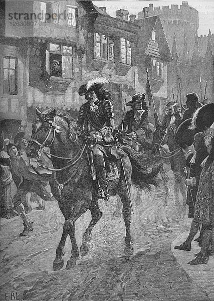James II. betritt Dublin nach der Schlacht am Boyne  1690 (1905). Künstler: Unbekannt.
