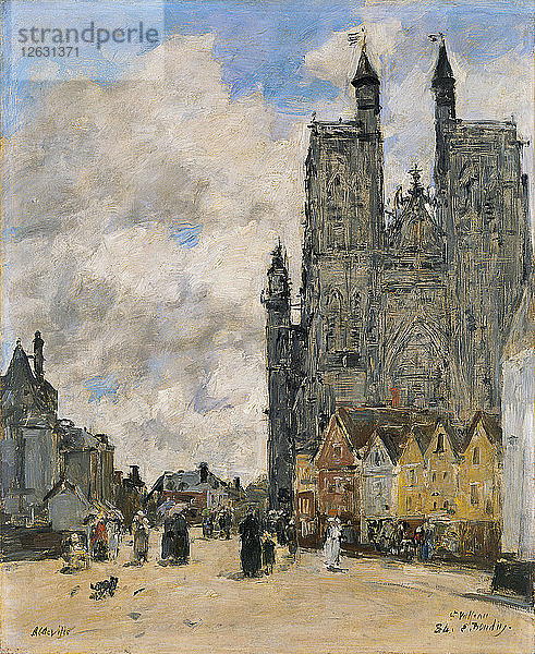 Der Platz der Kirche Saint Vulfran in Abbeville. Künstler: Boudin  Eugène-Louis (1824-1898)