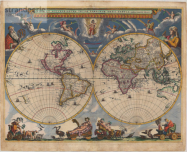 Karte der doppelten Hemisphäre der Welt. Künstler: Blaeu  Joan (1596-1673)