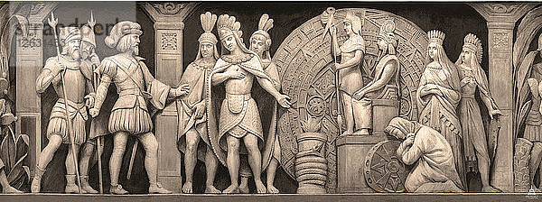Cortez und Montezuma im mexikanischen Tempel (Der Fries in der Rotunde des Kapitols der Vereinigten Staaten)  186 Künstler: Brumidi  Constantino (1805-1880)