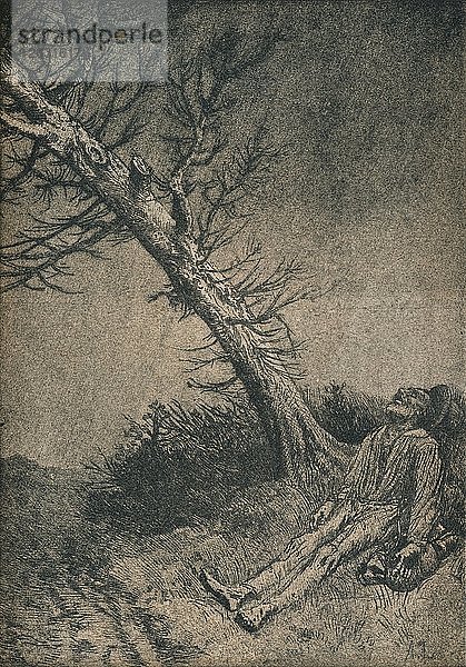 Der sterbende Vagabund  1875. Künstler: Alphonse Legros.