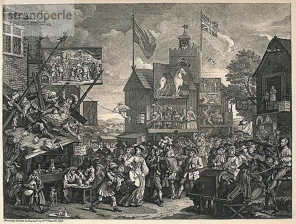 Jahrmarkt von Southwark  1733. Künstler: William Hogarth.