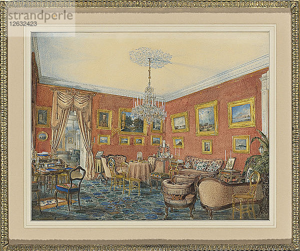 Blick in den Zeichensaal des Künstlers in seinem Stadthaus an der Newa in St. Petersburg  1859. Künstler: Hau  Eduard (1807-1887)