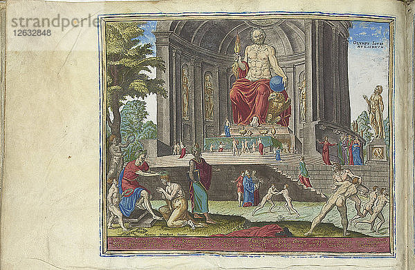 Die Statue des Jupiter in Olympia (aus der Serie Die achten Weltwunder)  1572. Künstler: Galle  Philipp (Philips) (1537-1612)