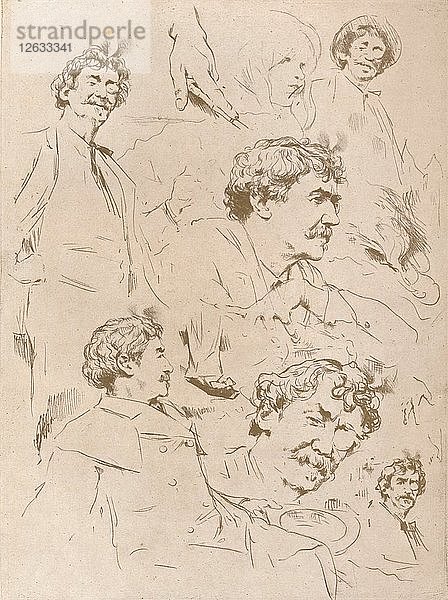Porträtstudien  um 1880  (1904). Künstler: Mortimer L. Menpes.