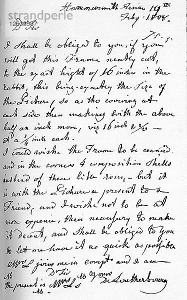 Ein Brief von Philip James de Loutherbourg  19. Juli 1808 (1904). Künstler: Philip James de Loutherbourg.