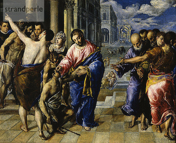 Jesus heilt den Blinden  um 1573. Künstler: El Greco  Dominico (1541-1614)