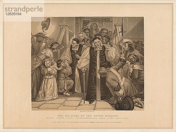 Die Freilassung der sieben Bischöfe  1688 (1878). Künstler: Herbert Bourne.