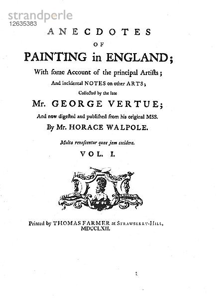 Anekdoten der Malerei in England  um 1762  (1946). Künstler: Horace Walpole.