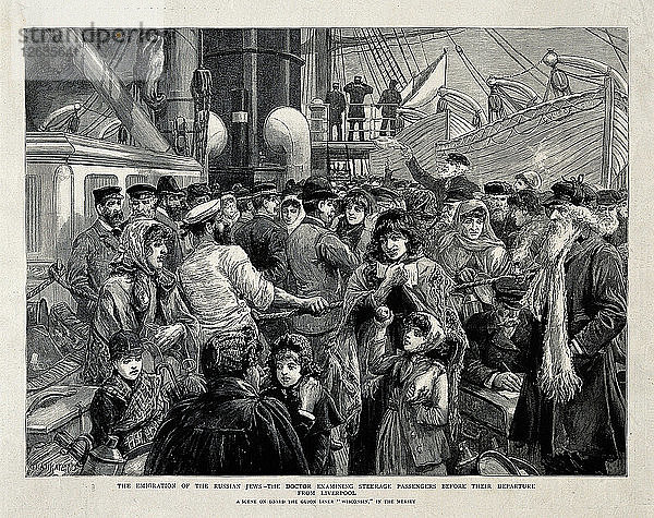 Die russischen Juden werden vor der Auswanderung aus Liverpool von einem Arzt untersucht  1891. Künstler: Staniland  Charles Joseph (1838-1916)