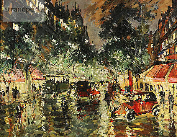 Regnerische Nacht in Paris  1930er Jahre. Künstler: Korowin  Konstantin Alexejewitsch (1861-1939)