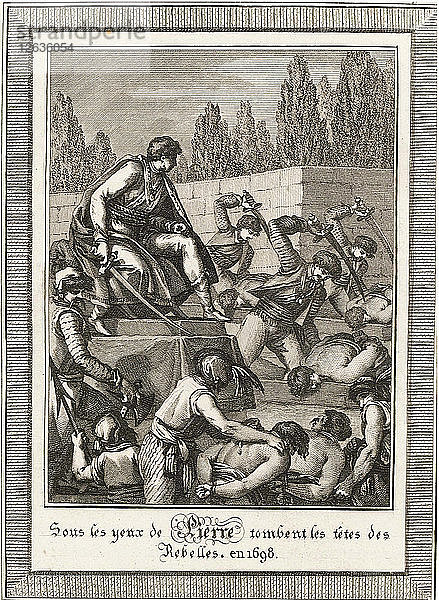 Die Hinrichtung der Streltsy. Aus: Histoire de Russie von Blin de Sainmore  um 1800. Künstler: David  François-Anne (1741-1824)