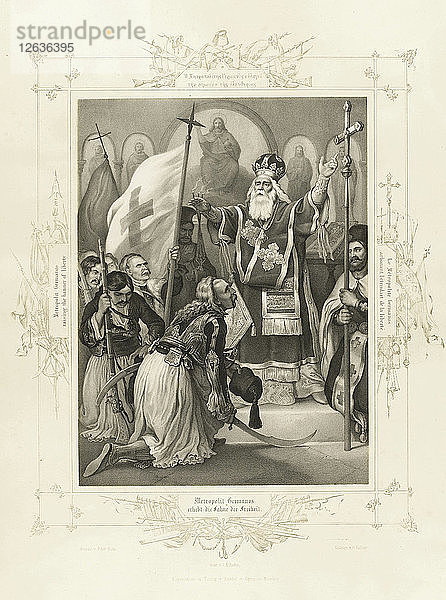 Der Metropolit Germanos hisst die Fahne der Freiheit (aus dem Album des griechischen Heldentums)  um 1835. Künstler: Hess  Peter von (1792?1871)