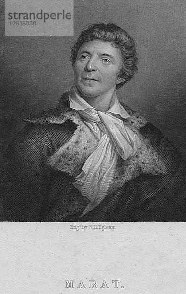 Jean-Paul Marat (1743-1793)  Arzt  Naturwissenschaftler und politischer Theoretiker  um 1830. Künstler: WH Egleton.