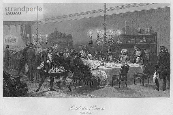 Hotel des Princes. (Tisch DHote)  um 1843. Künstler: Lumb Stocks.