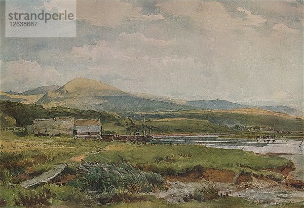 Flusslandschaft mit Häusern  um 1887. Künstler: Thomas Collier.