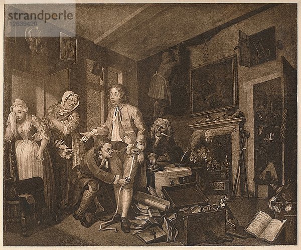 A Rakes Progress; Szene I  1735. Künstler: William Hogarth'.
