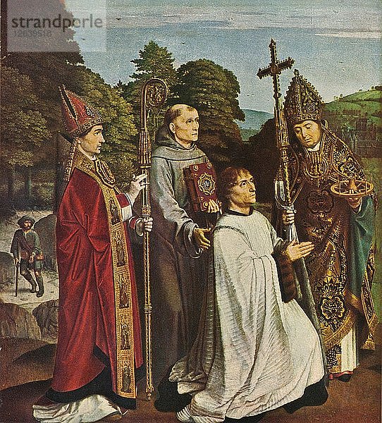 Kanoniker Bernardijn Salviati und drei Heilige  1501  (1909). Künstler: Gerard David.