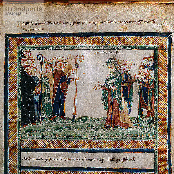 Mathilda von Toskana (aus: Vita Mathildis di Donizone di Canossa)  zwischen 1111 und 1115. Künstler: Donizone di Canossa (tätig Anfang 12. Jh.)