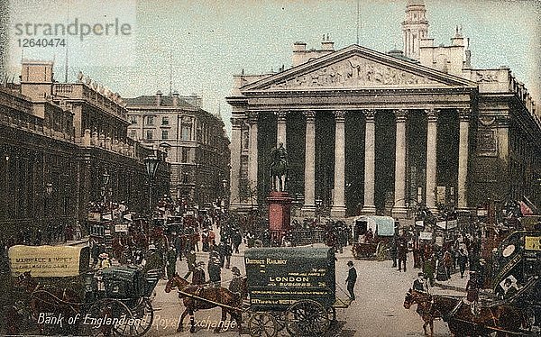 Bank of England und Royal Exchange  um 1910. Künstler: Unbekannt.