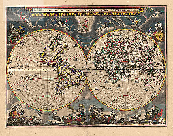 Karte der doppelten Hemisphäre der Welt  1662. Künstler: Blaeu  Joan (1596-1673)