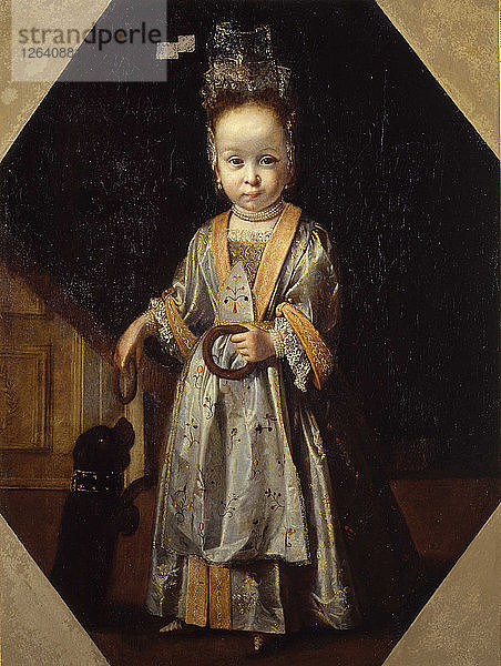Porträt eines kleinen Mädchens mit Welpe. Künstler: Cittadini  Pierfrancesco (1616-1681)