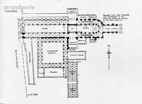 Plan der Prioratskirche St. Bartholomäus der Große  London  1906. Künstler: Unbekannt.