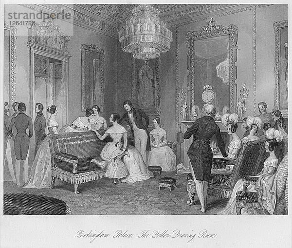 Buckingham Palast. Der gelbe Zeichensaal  um 1841. Künstler: Henry Melville.