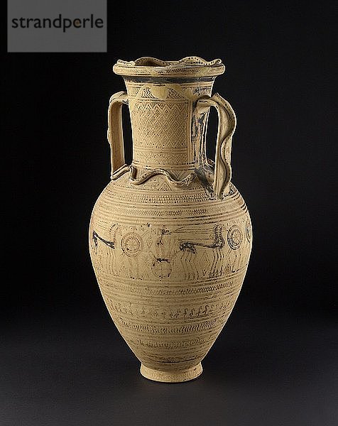 Geometrische attische Hals-Amphora  8.-7. Jahrhundert v. Chr. Künstler: Gobelin-Werkstatt.