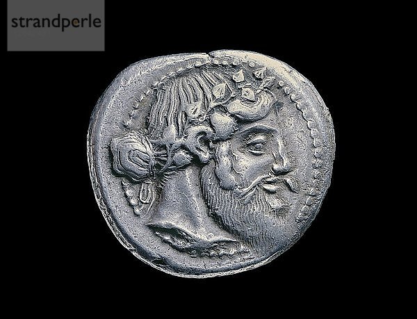 Antike griechische Silbermünze  460 v. Chr. Künstler: Unbekannt.