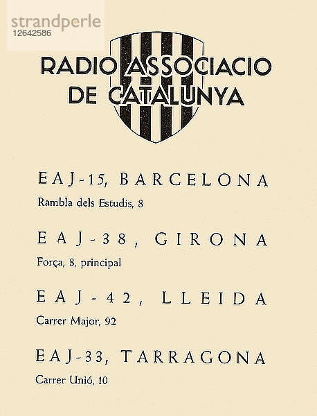 Gruppe von Radiosendern der Radio Associació von Katalonien  1934.