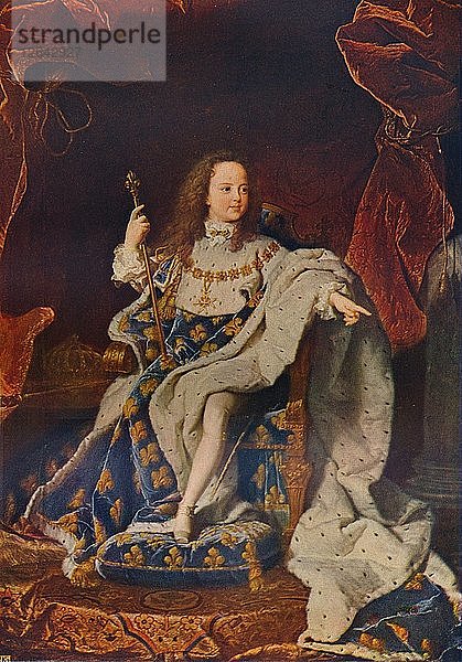 Ludwig XV. (1710-1774) im Alter von fünf Jahren in der Tracht des Sacre  um 1716û24  (1911). Künstler: Hyacinthe Rigaud.