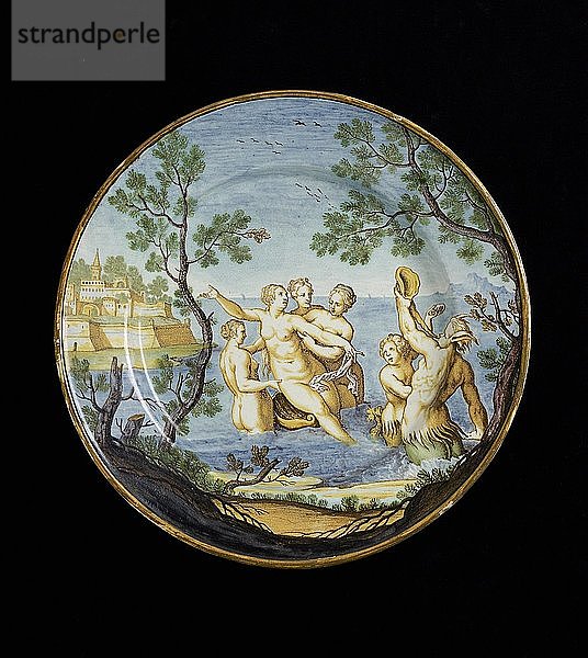 Teller mit Amphritit und Nymphen  um 1730-1750. Künstler: Ferdinando Maria Campani.