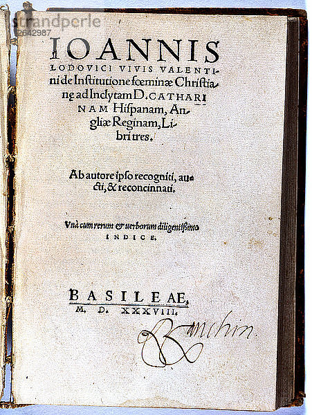 Kopie der ersten Ausgabe von De Officio Mariti der Institutione Foeminae Christianae von Juan Luis V?