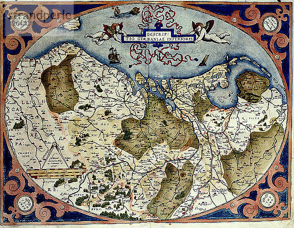 Theatrum Orbis Terrarum von Abraham Ortelius  Antwerpen  1574  Karte von Deutschland und der heutigen Net?