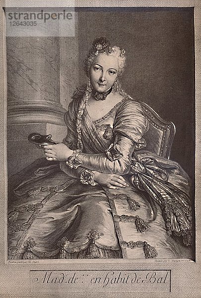 Madame de Pompadour  Mätresse von König Ludwig XV. von Frankreich  18. Jahrhundert (1894). Künstler: Pierre-Louis de Surugue.