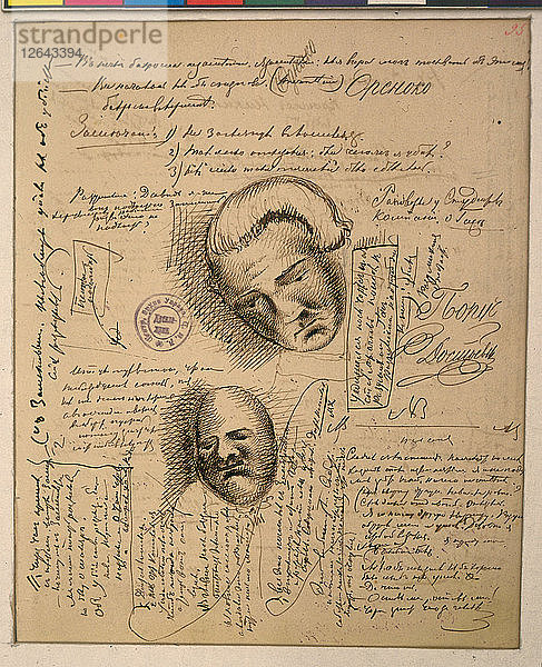 Autographe Handschrift einer Seite des Romans Die Dämonen von F. Dostojewski  1870-1871.