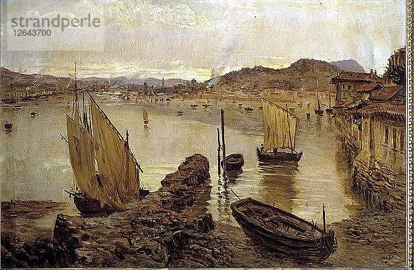 Hafen von Bilbao von Muñoz Degrain  Öl  1900.