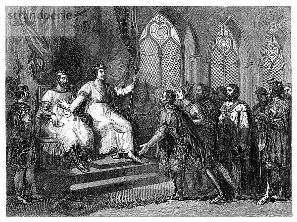 Ludwig IX. (1214-1270)  König von Frankreich  empfängt den König von England und seine Barone im Januar?