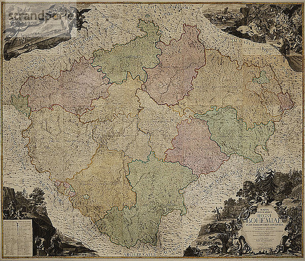 Karte des Königreichs Böhmen  1722.