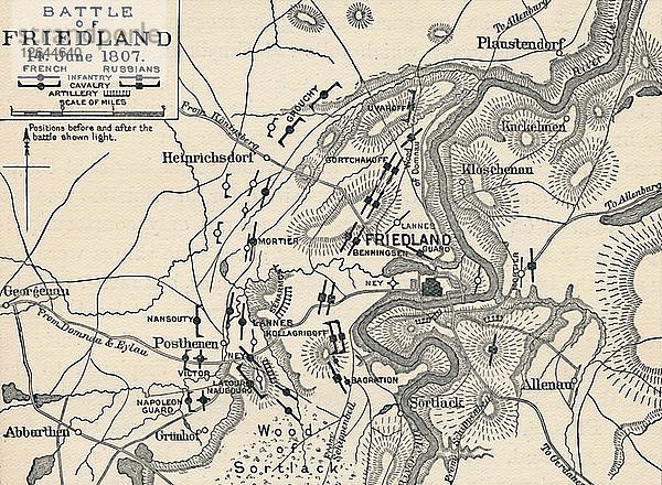 Schlacht bei Friedland  14. Juni 1807  (1896). Künstler: Unbekannt.