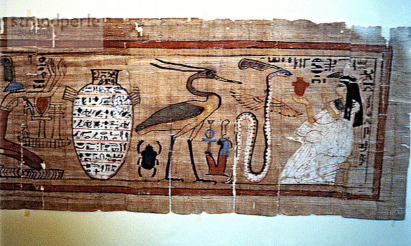 Buch der Toten  Detail eines Papyrus.