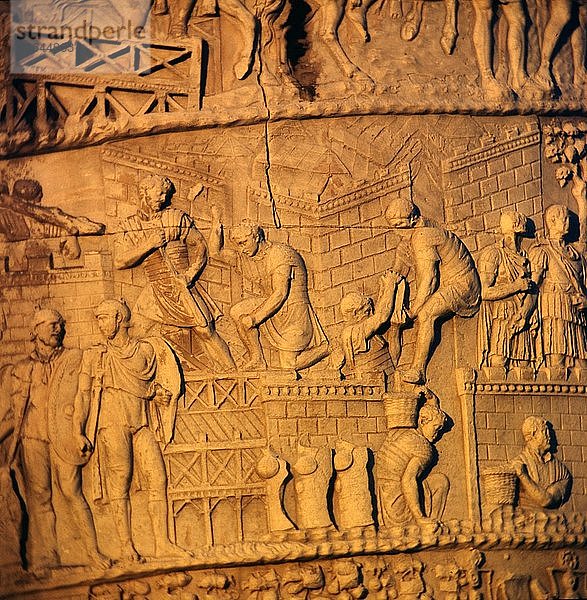 Römische Soldaten beim Bau eines Kastells  Trajansäule  Rom  2. Jahrhundert. Künstler: Unbekannt.