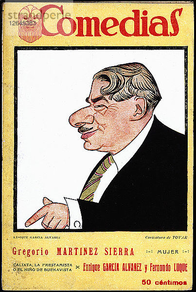 Titelblatt der Publikation Comedias. Karikatur von Enrique García Alvarez (1873-1931). Siglo XX p?