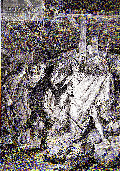 Illustration im Werk Don Quijote von La Mancha  Madrid  Joaquin Ibarra  1780  herausgegeben von der ?